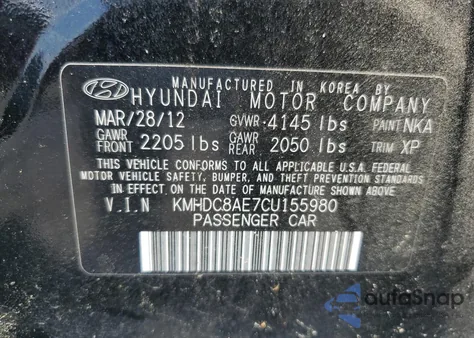 2012 Hyundai Elantra Touring Gls из США, поврежденный, VIN KMHDC8AE7CU155980